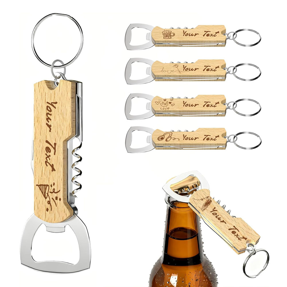 Wine Beer Logo - Op maat gegraveerd logo flesopener sleutelhanger