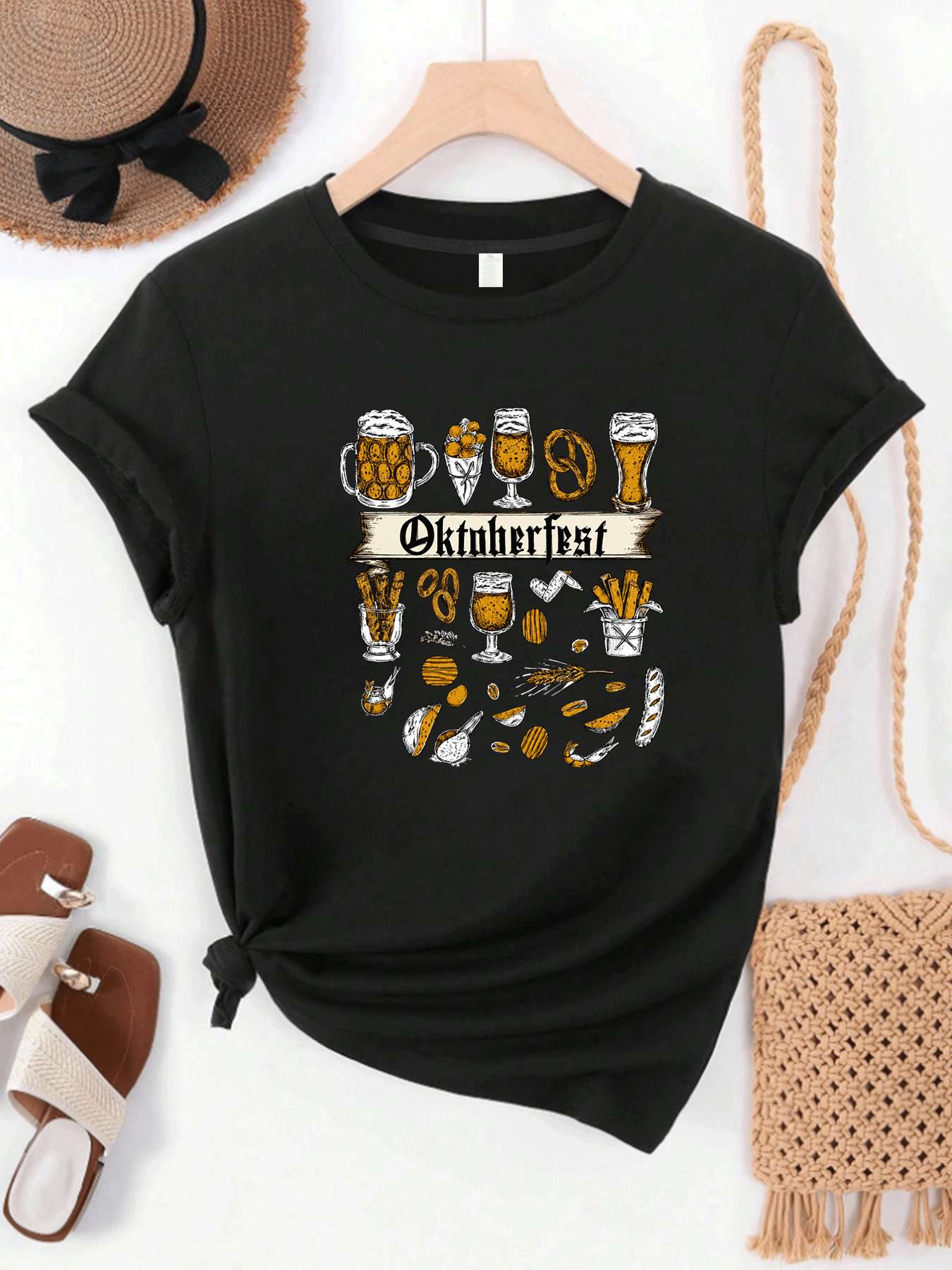 Wine Plus Beer - 【MYJ06261】Beer Festival dames T-shirt in grote