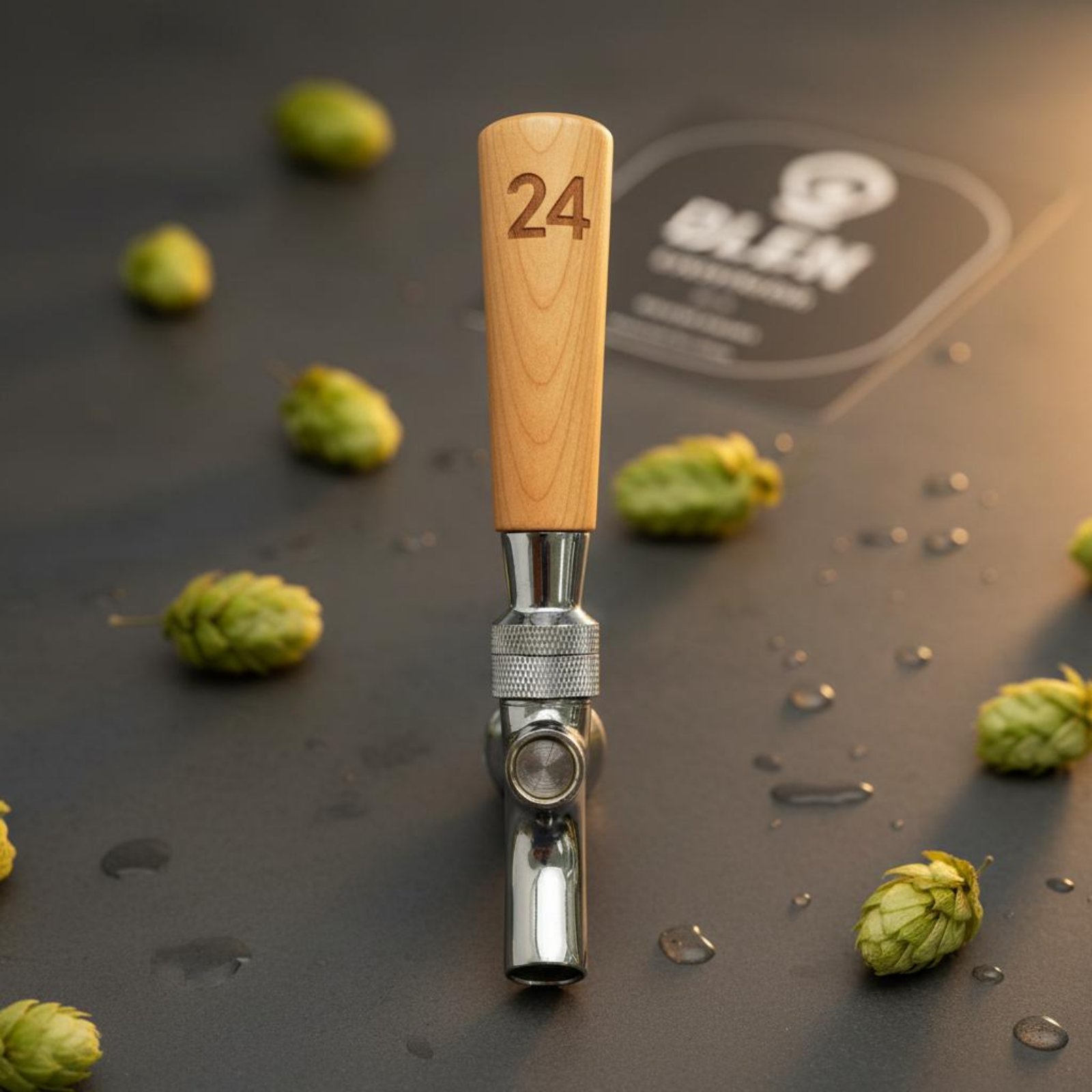 Wine Beers - Korte houten biertapgreep van massief hout,