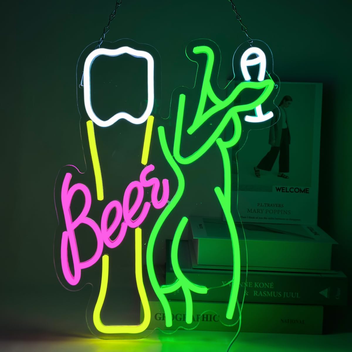 Wine In Beer Store - Bier Neon Lichtreclame Vrouwelijke Figuur Neon